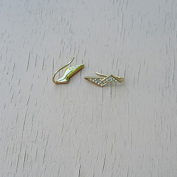 Rebecca Minkoff Gold Lighting Bolt Slider Earrings - Picture 3 of 5